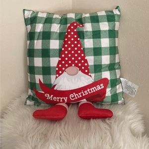 New target Christmas gnome with hanging legs plaid green pillow 🎄